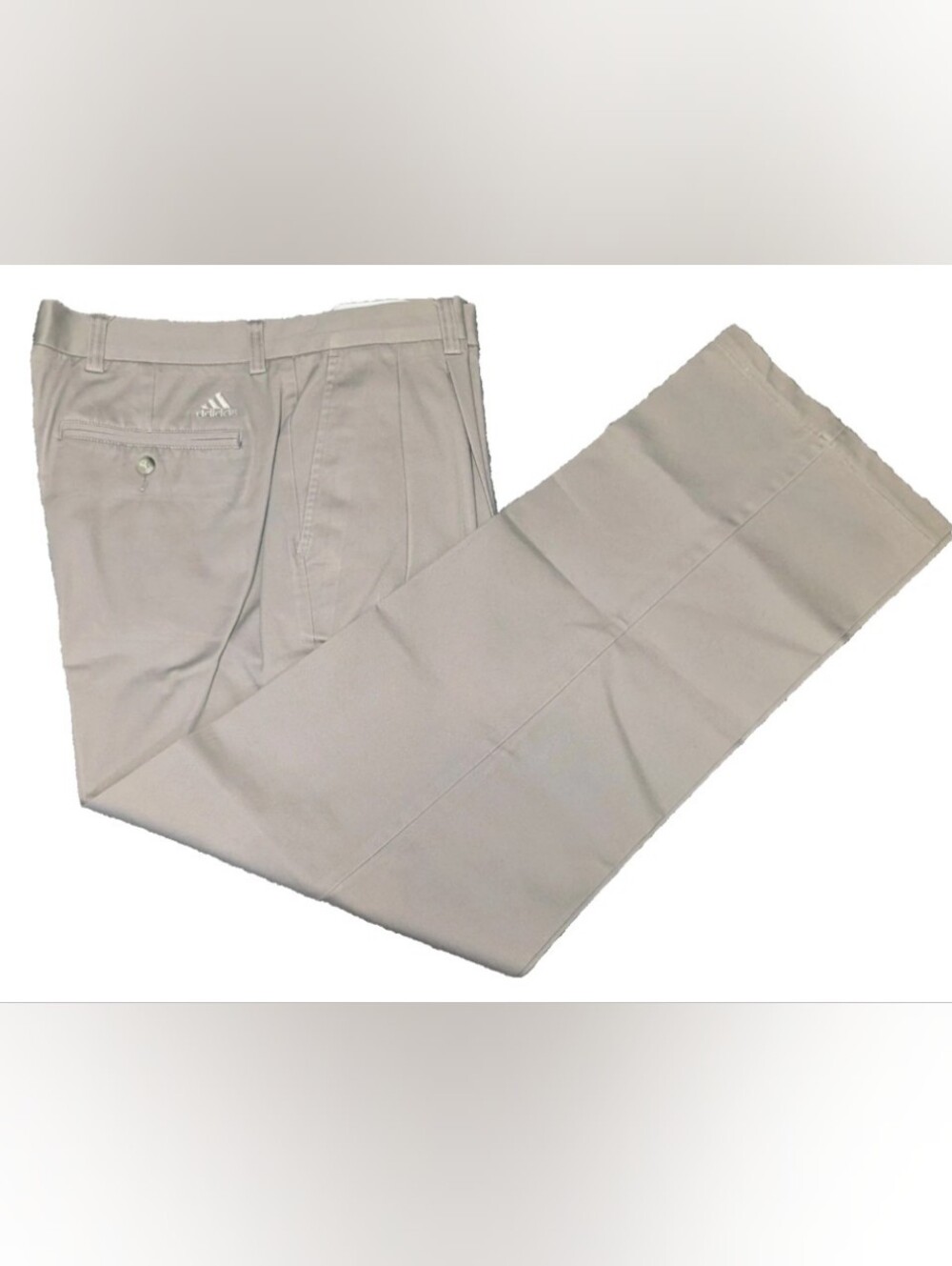 Men's 36 x 32 Adidas Stretch Golf Pants Khaki Pleated Slacks Performance Fabric